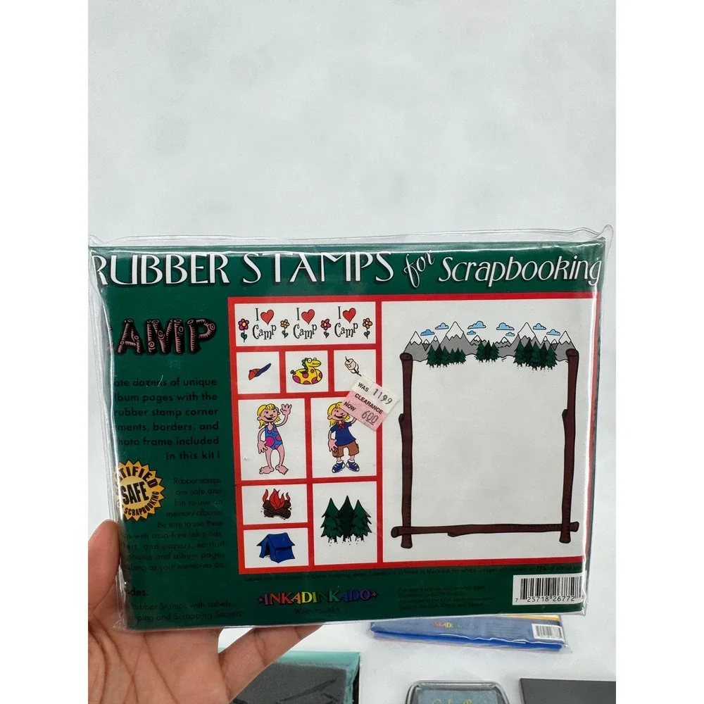Inkadinkado Rubber Stamp Scrapbooking Kit Lot Camp School Days Ink Pads Ranger